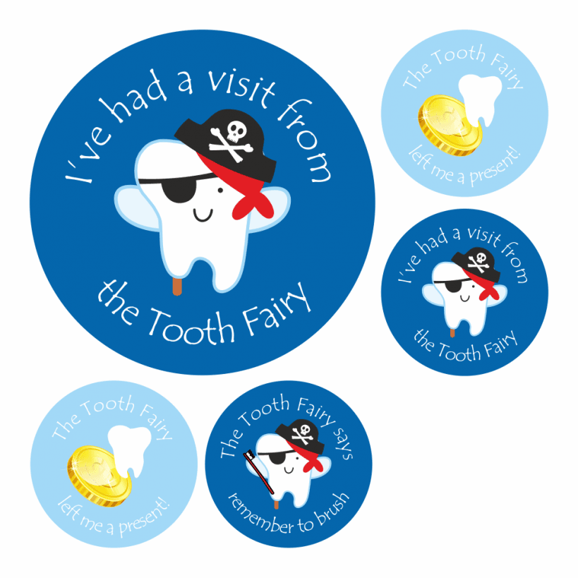 40 TOOTH FAIRY MINI GLOSS PERSONALISED STICKERS 
