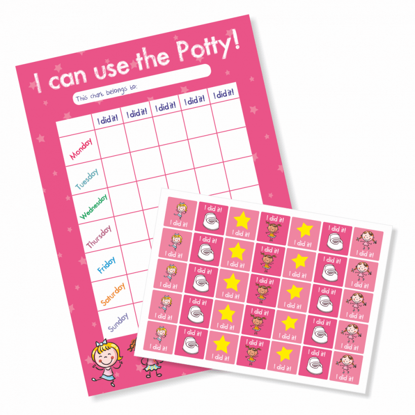Girls Potty Training Stars Reward Chart and Stickers
