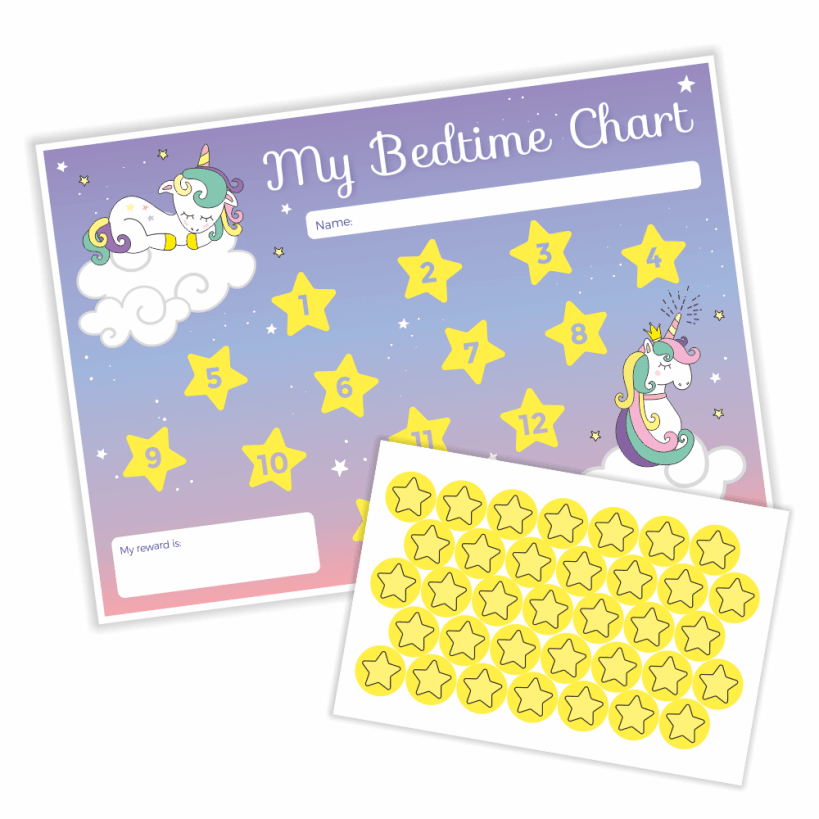 unicorn bedtime chart stickers