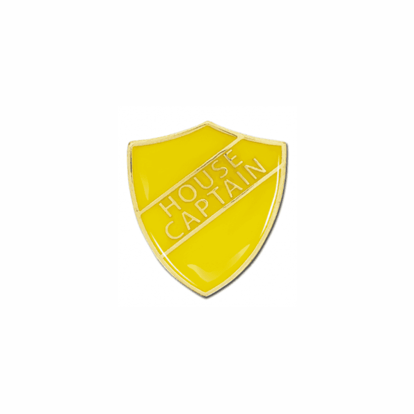House Captain Pin Badge in Yellow Enamel With Rounded Edge 