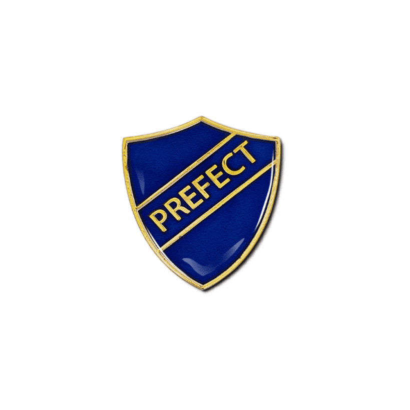 Blue School Prefect Badge with pin bar clasp