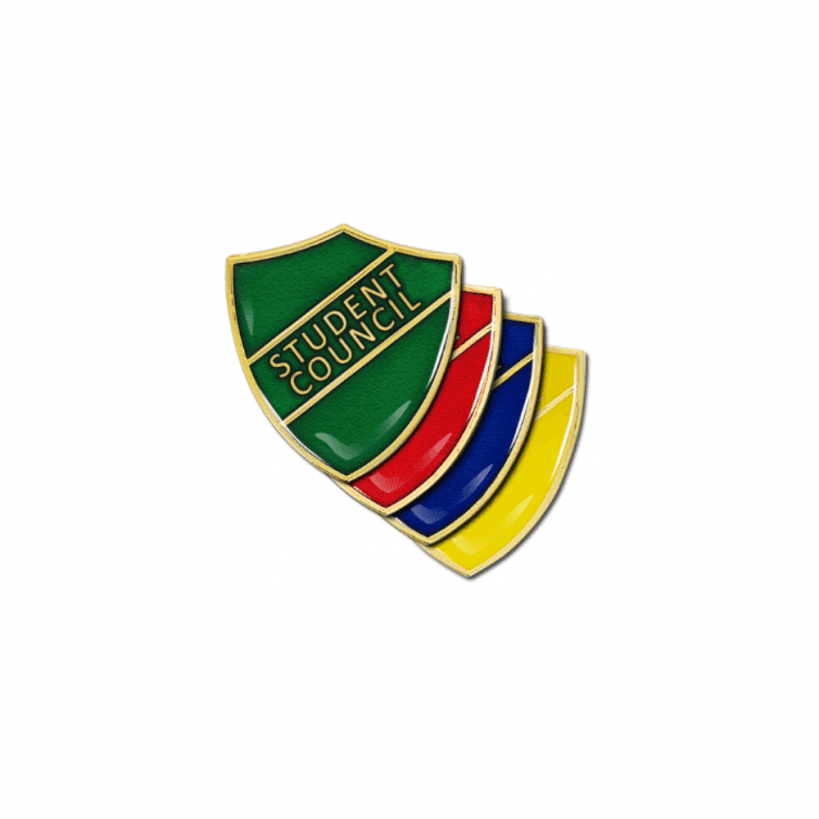 School Council Pin Badge in Red Enamel Shield 