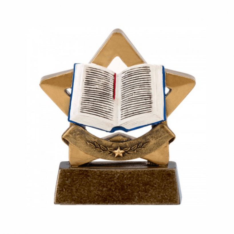 G Book Reading Mini Star Trophy 8 cm Award ENGRAVED FREE 