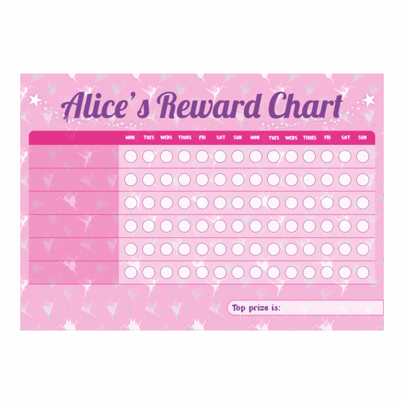 Children's Re-usable Behaviour Reward Chart with free stickers GIRLS PINK PACK 