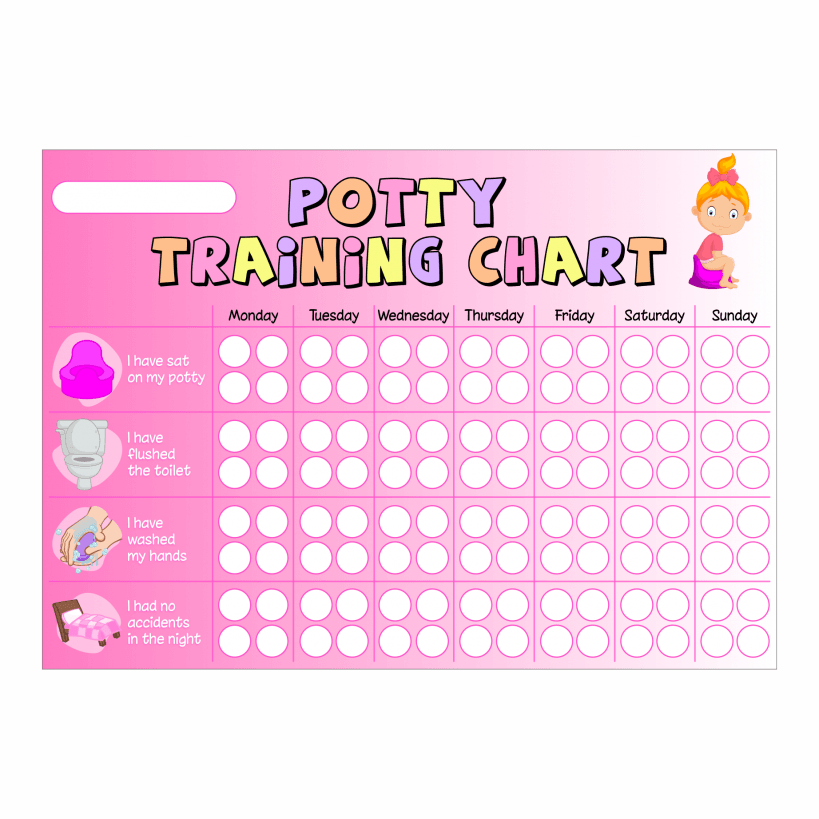 Kids Child Sticker Star Pink Potty Toilet Training Reward Chart A4 Reusable 