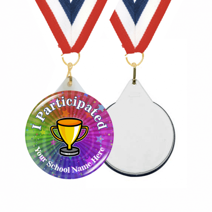 Engraved Free Bespoke School Sports Day Medals on a ribbon 