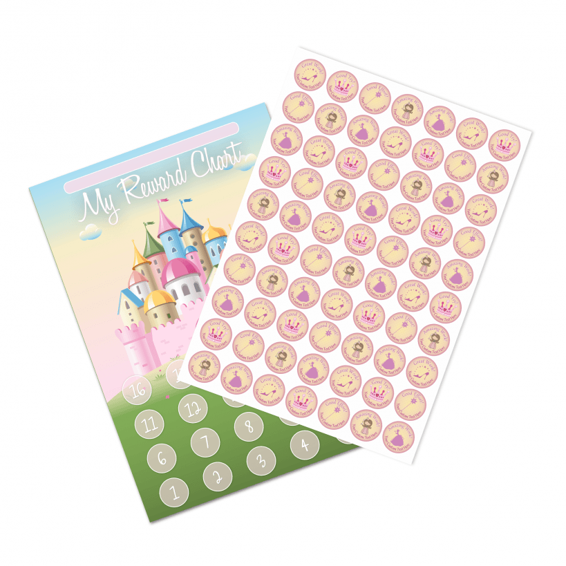 star chart with Stickers and pe princess castle Reward chart behaviour chart 